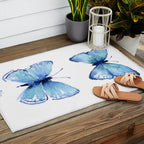 Two Blue Butterflies Watercolor Outdoor Rug Gallery Image 2