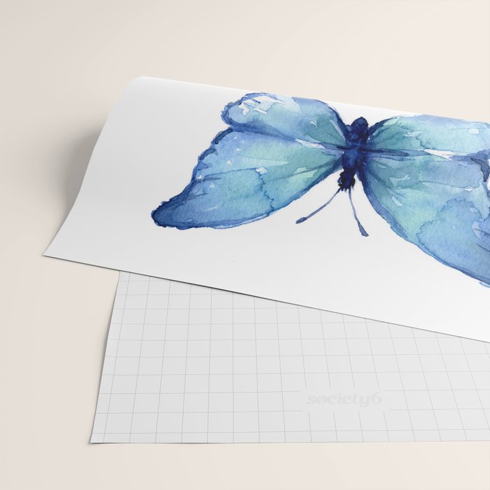 Two Blue Butterflies Watercolor Wrapping Paper Gallery Image 2