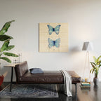 Two Blue Butterflies Watercolor Wood Wall Art Gallery Image 2
