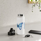 Two Blue Butterflies Watercolor Water Bottle Gallery Image 4