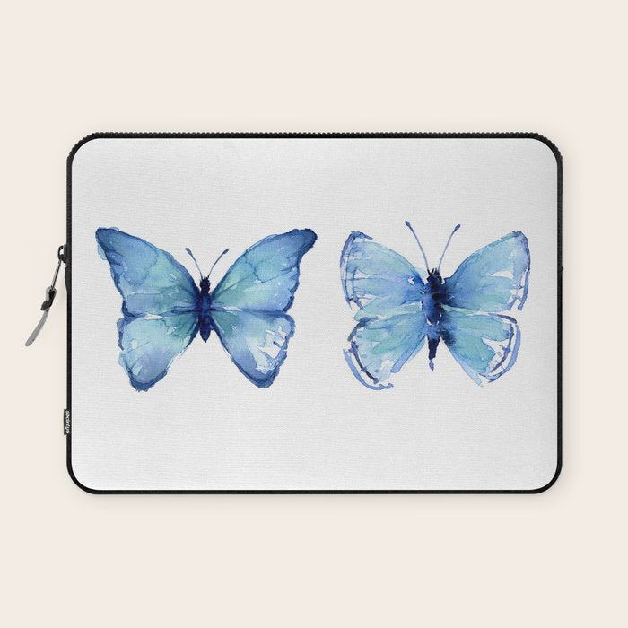 Two Blue Butterflies Watercolor Laptop Sleeve Gallery Image 1
