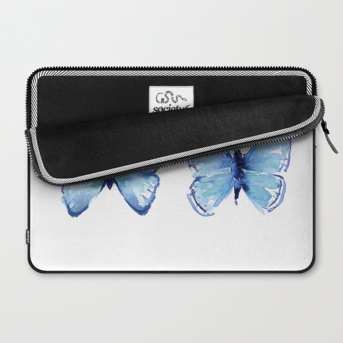 Two Blue Butterflies Watercolor Laptop Sleeve Gallery Image 2