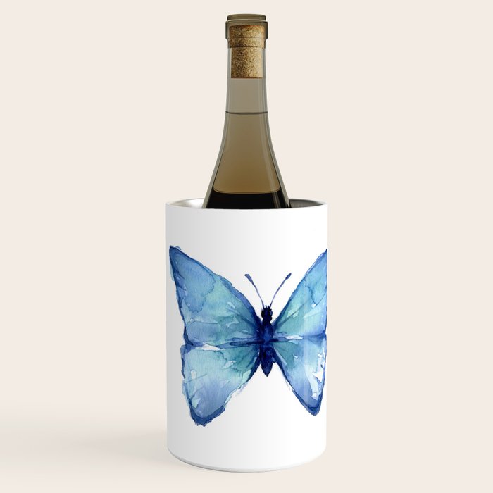 Two Blue Butterflies Watercolor Wine Chiller Gallery Image 2