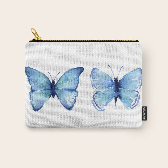 Two Blue Butterflies Watercolor Carry All Pouch Gallery Image 1
