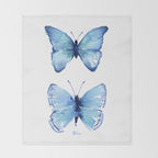 Two Blue Butterflies Watercolor Throw Blanket Gallery Image 2