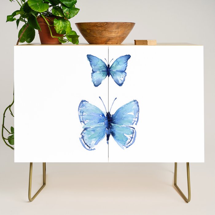Two Blue Butterflies Watercolor Credenza Gallery Image 1
