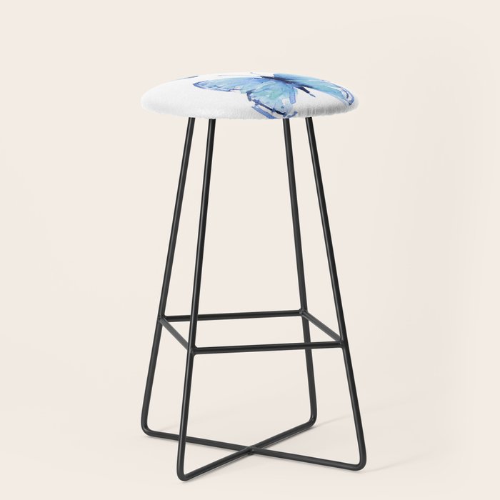 Two Blue Butterflies Watercolor Stool Gallery Image 1