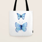 Two Blue Butterflies Watercolor Tote Bag Gallery Image 1