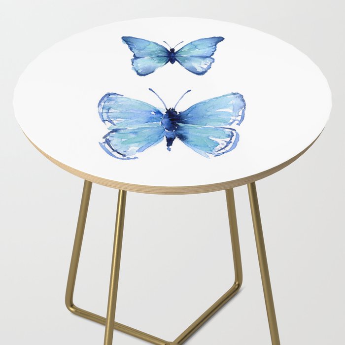 Two Blue Butterflies Watercolor Side Table Gallery Image 2