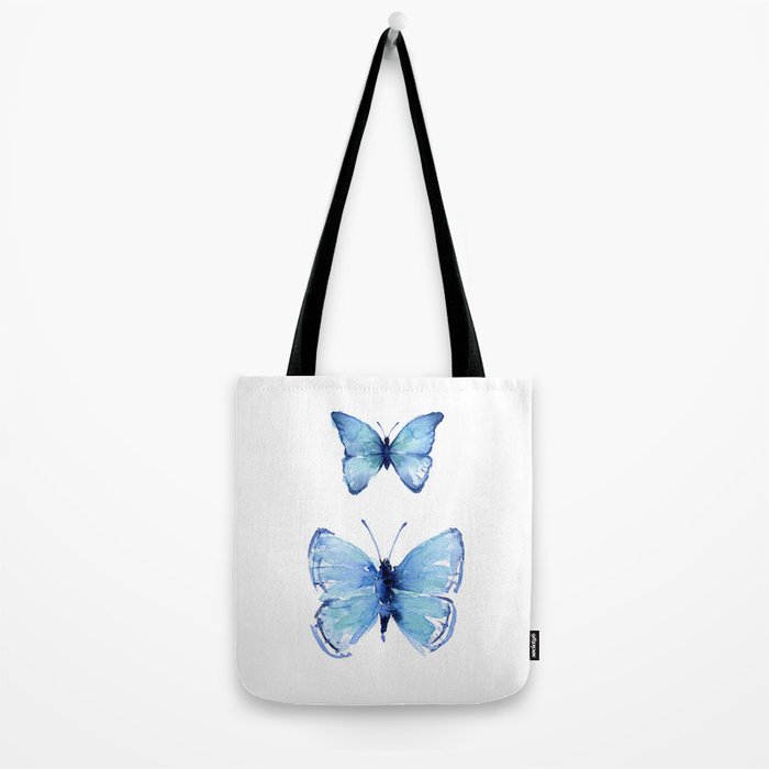 Two Blue Butterflies Watercolor Tote Bag Gallery Image 2