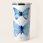 Two Blue Butterflies Watercolor Travel Mug Gallery Image 1
