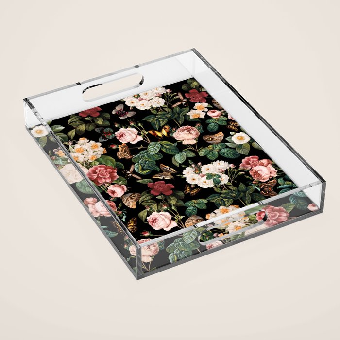 Floral and Butterflies Acrylic Tray Gallery Image 1