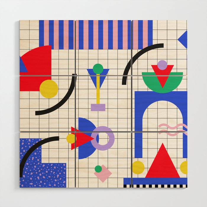Memphis pattern 88 - 80s / 90s Retro Wood Wall Art Gallery Image 1