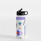 Memphis pattern 88 - 80s / 90s Retro Water Bottle Gallery Image 1