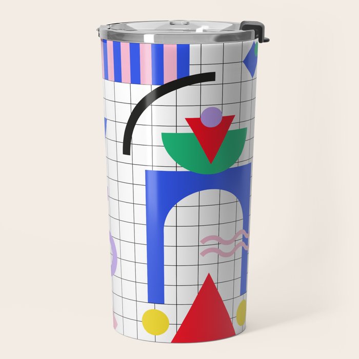 Memphis pattern 88 - 80s / 90s Retro Travel Mug Gallery Image 2