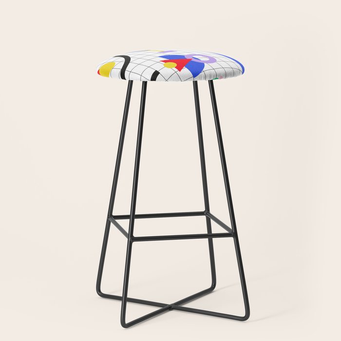 Memphis pattern 88 - 80s / 90s Retro Stool Gallery Image 1