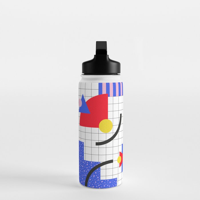 Memphis pattern 88 - 80s / 90s Retro Water Bottle Gallery Image 3