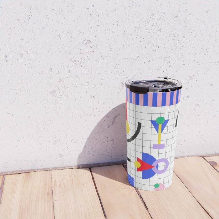 Memphis pattern 88 - 80s / 90s Retro Travel Mug Gallery Image 4