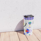 Memphis pattern 88 - 80s / 90s Retro Travel Mug Gallery Image 4