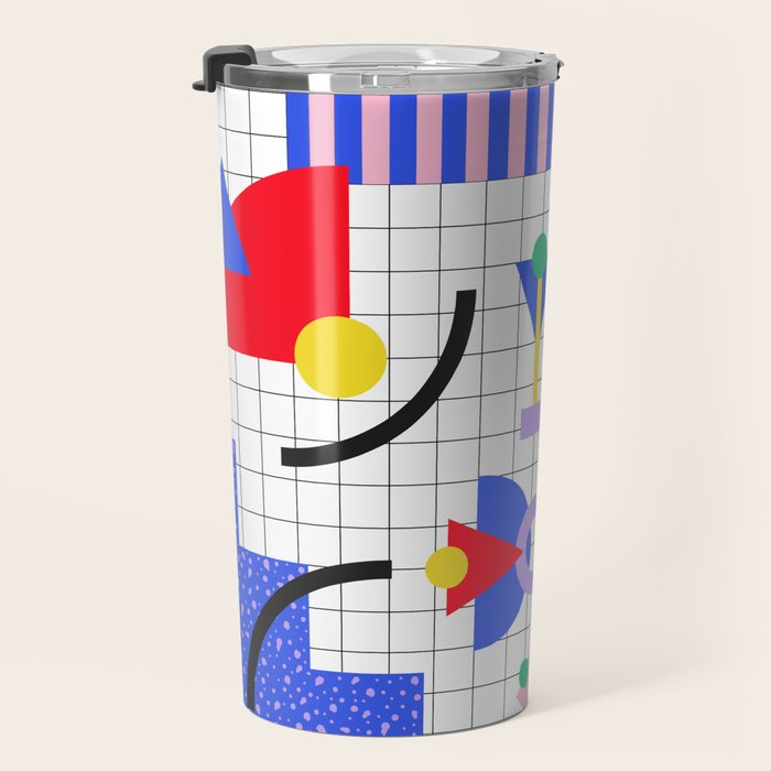 Memphis pattern 88 - 80s / 90s Retro Travel Mug Gallery Image 3