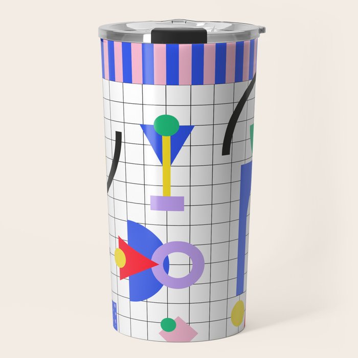 Memphis pattern 88 - 80s / 90s Retro Travel Mug Gallery Image 1