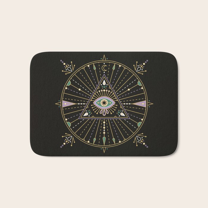 Evil Eye Mandala - Black Bath Mat Gallery Image 1