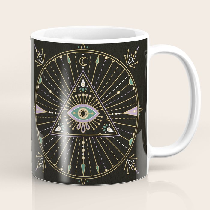 Evil Eye Mandala - Black Coffee Mug Gallery Image 1