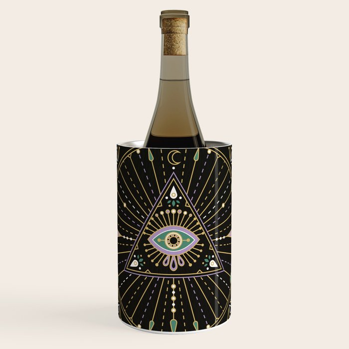 Evil Eye Mandala - Black Wine Chiller Gallery Image 1