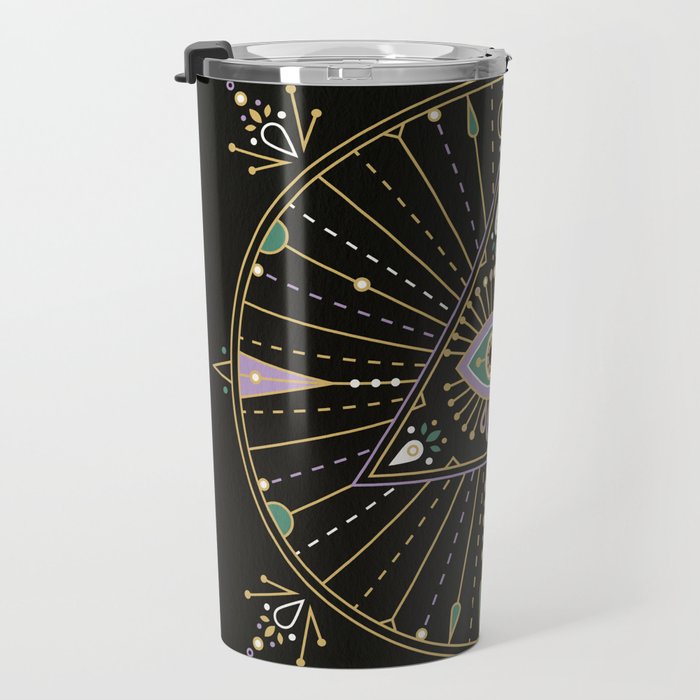 Evil Eye Mandala - Black Travel Mug Gallery Image 3