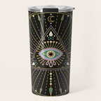 Evil Eye Mandala - Black Travel Mug Gallery Image 1