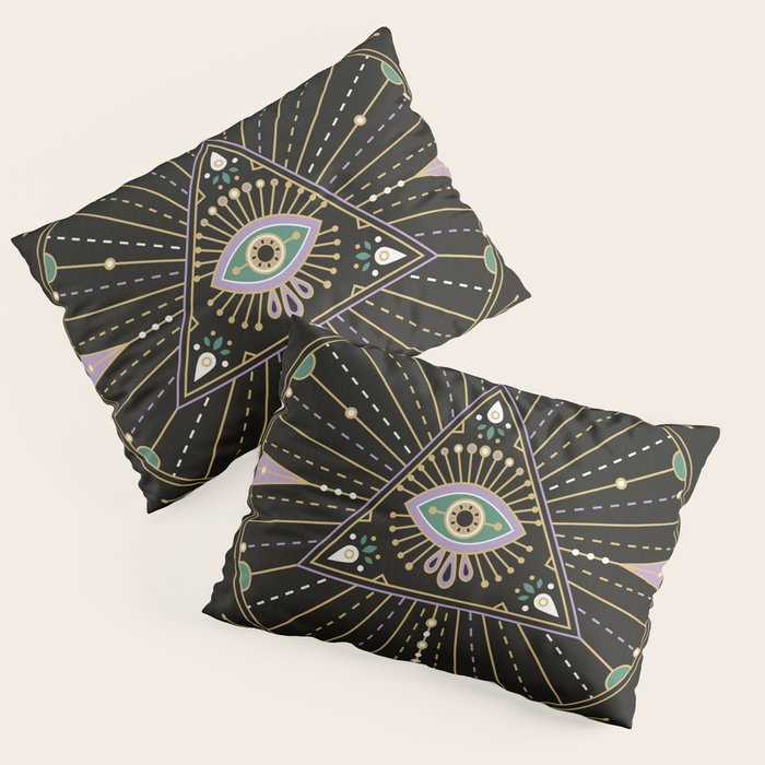 Evil Eye Mandala - Black Pillow Sham Gallery Image 3