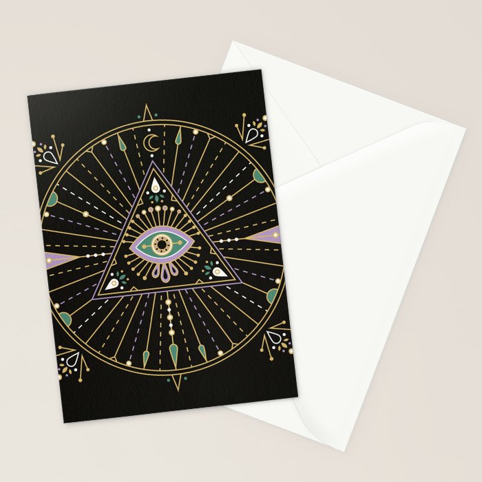 Evil Eye Mandala - Black Stationery Card Gallery Image 2