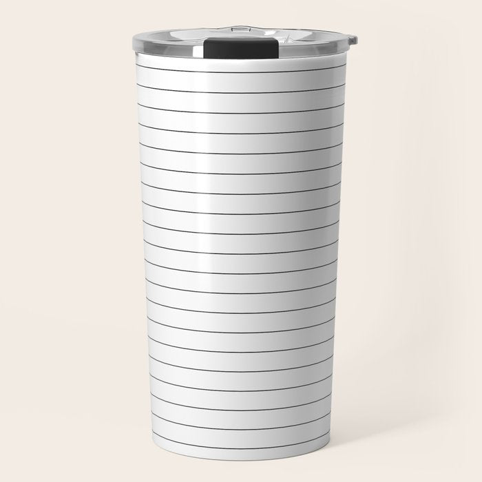 White And Black Pinstripe Line Stripe Minimalist Stripes Lines Drawing Travel Mug Gallery Image 1