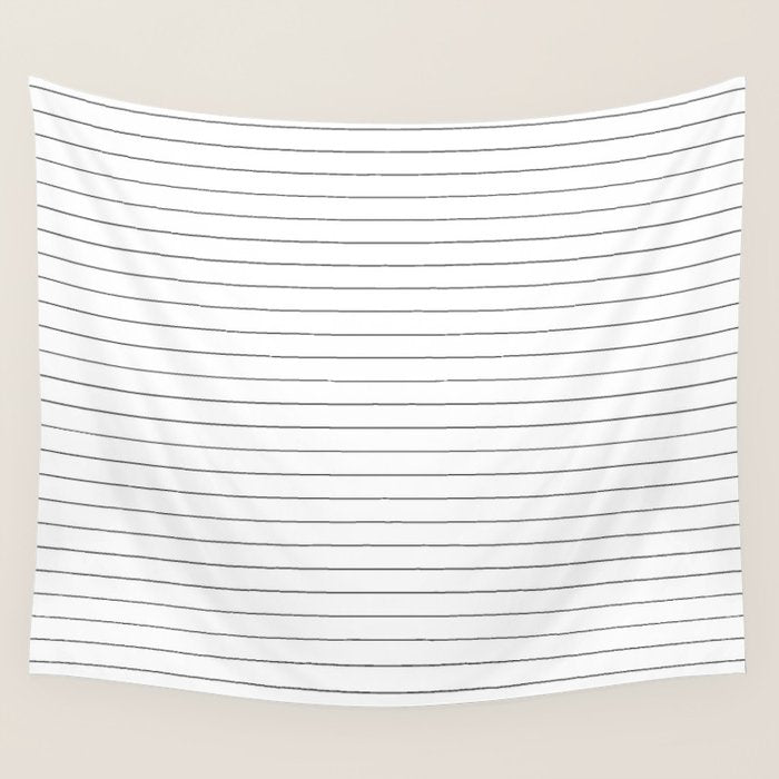 White And Black Pinstripe Line Stripe Minimalist Stripes Lines Drawing Wall Tapestry Gallery Image 4