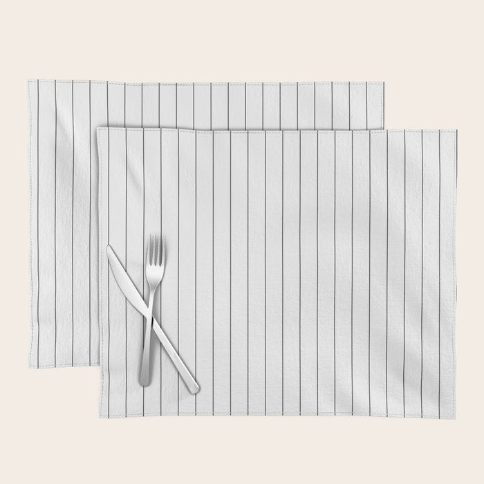 White And Black Pinstripe Line Stripe Minimalist Stripes Lines Drawing Placemat Gallery Image 1