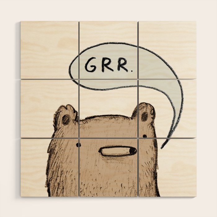 Growling Bear Wood Wall Art Gallery Image 1