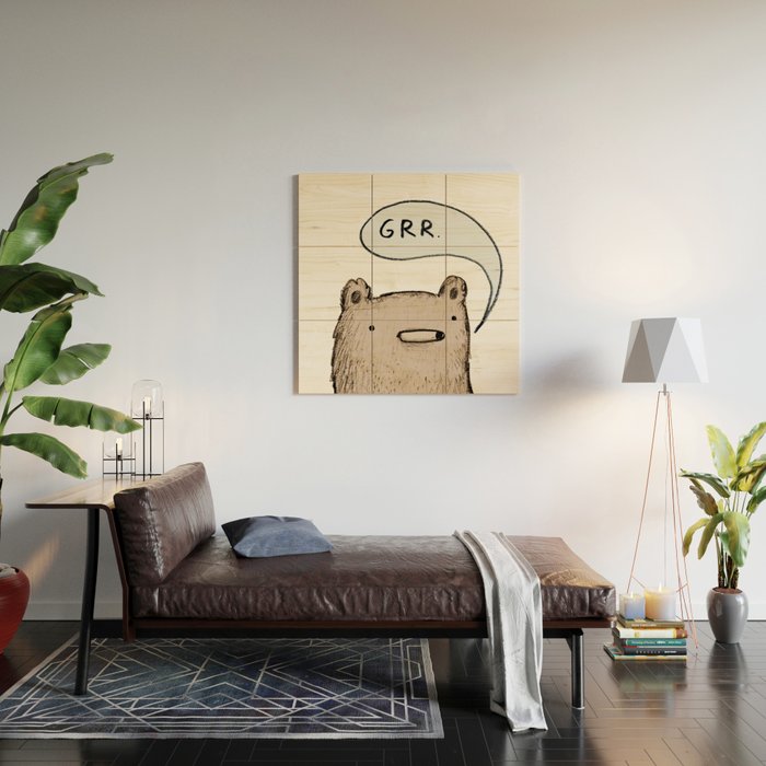 Growling Bear Wood Wall Art Gallery Image 2