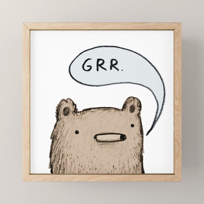 Growling Bear Mini Art Print Gallery Image 1