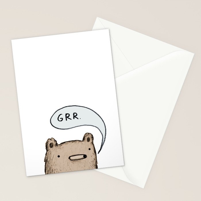 Growling Bear Stationery Card Gallery Image 2