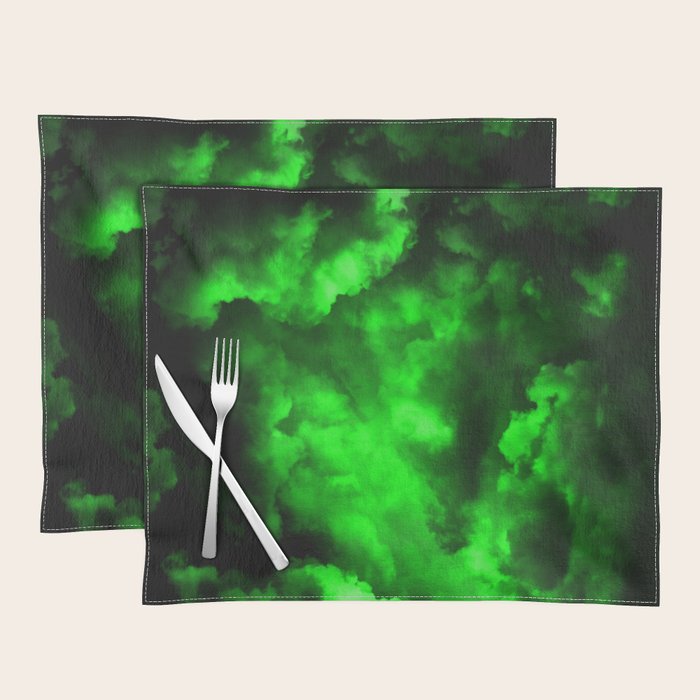 Envy - Abstract In Black And Neon Green Placemat Gallery Image 1