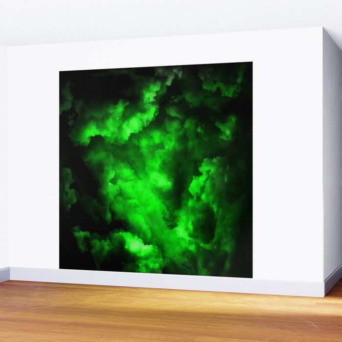 Envy - Abstract In Black And Neon Green Wall Mural Gallery Image 2