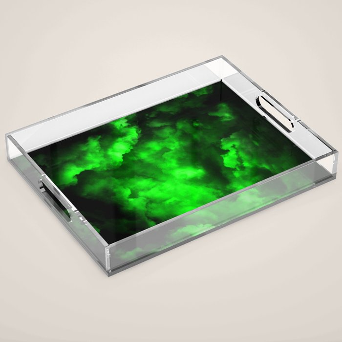 Envy - Abstract In Black And Neon Green Acrylic Tray Gallery Image 1