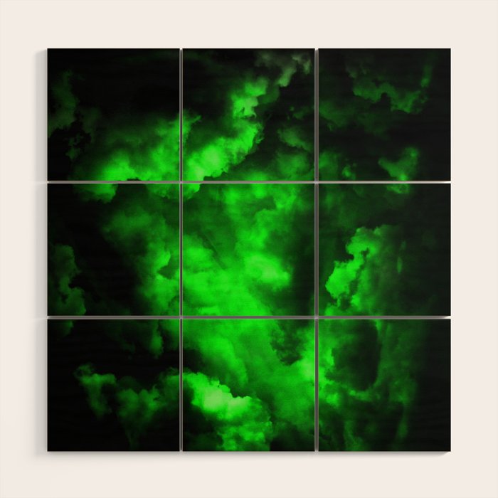 Envy - Abstract In Black And Neon Green Wood Wall Art Gallery Image 1