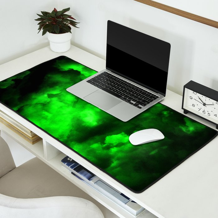 Envy - Abstract In Black And Neon Green Desk Mat Gallery Image 2