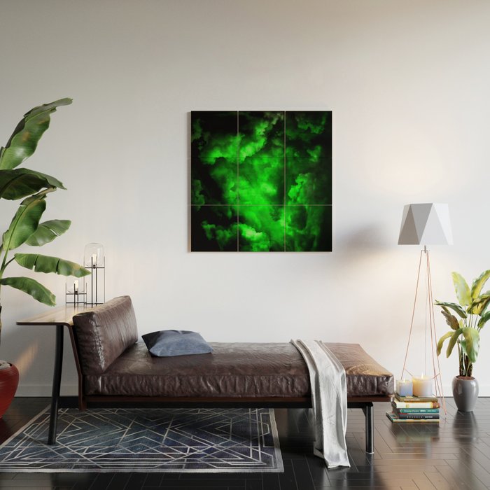 Envy - Abstract In Black And Neon Green Wood Wall Art Gallery Image 2