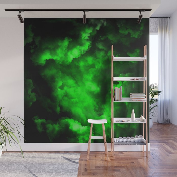 Envy - Abstract In Black And Neon Green Wall Mural Gallery Image 1