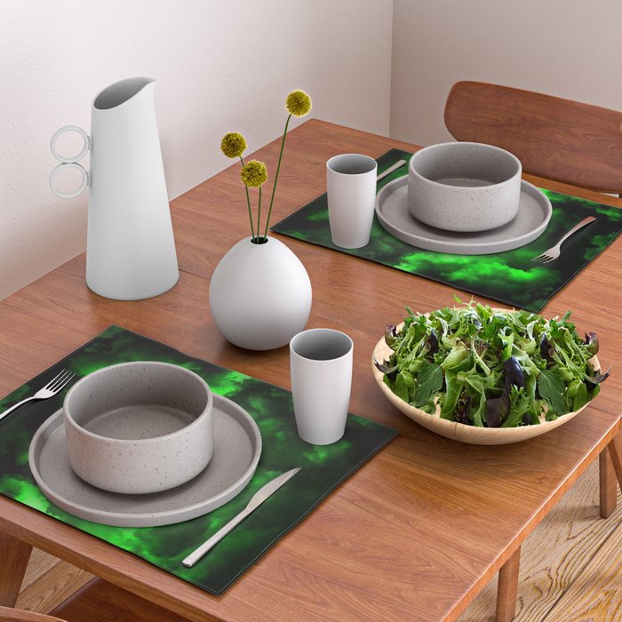 Envy - Abstract In Black And Neon Green Placemat Gallery Image 2