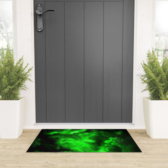 Envy - Abstract In Black And Neon Green Welcome Mat Gallery Image 3