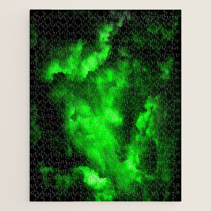 Envy - Abstract In Black And Neon Green Jigsaw Puzzle Gallery Image 1