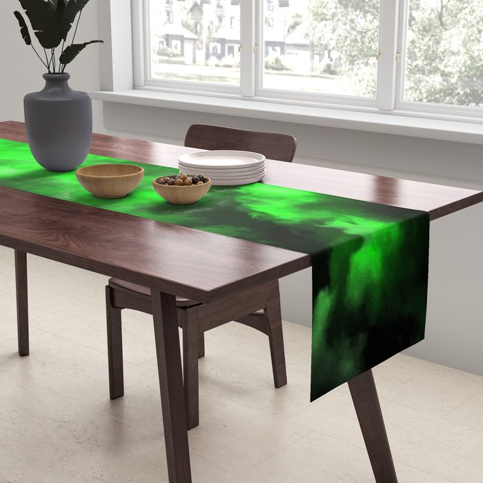 Envy - Abstract In Black And Neon Green Table Runner Gallery Image 2